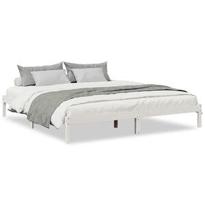 vidaXL Bedframe extra lang zonder matras grenenhout wit 180x210 cm