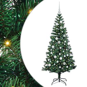 vidaXL Kunstmatig Voorverlicht Kerstboom Groen 150 cm PVC en Metaal