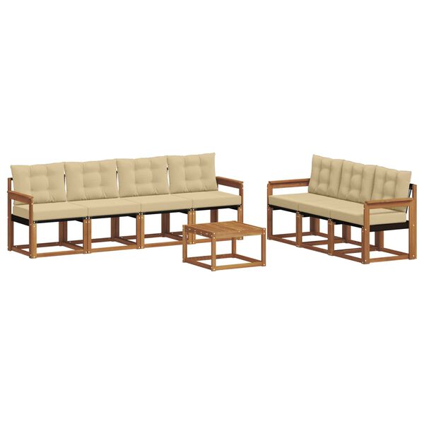 vidaXL Buiten bankenset met kussen 8 pcs Natuurlijk en Beige
