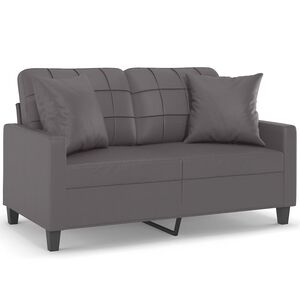 vidaXL Tweezitsbank met sierkussens 120 cm kunstleer grijs