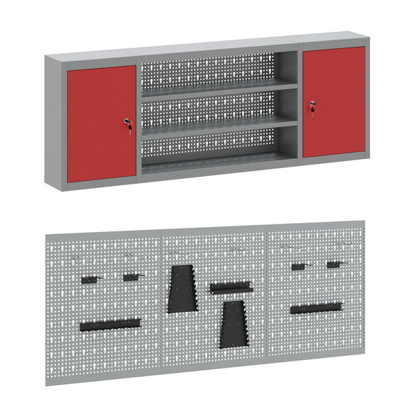 vidaXL Werk Cabinet 7 pcs Rood 150 x 55 x 200 cm Bewerkt hout en staal