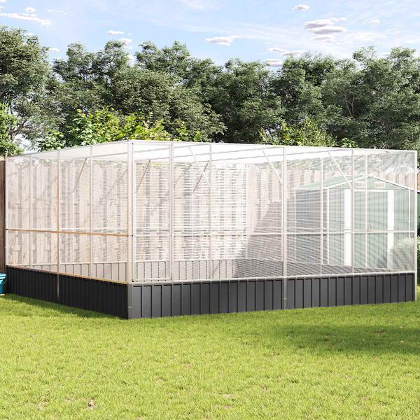 vidaXL Volière 418x414x212 cm staal zilverkleurig