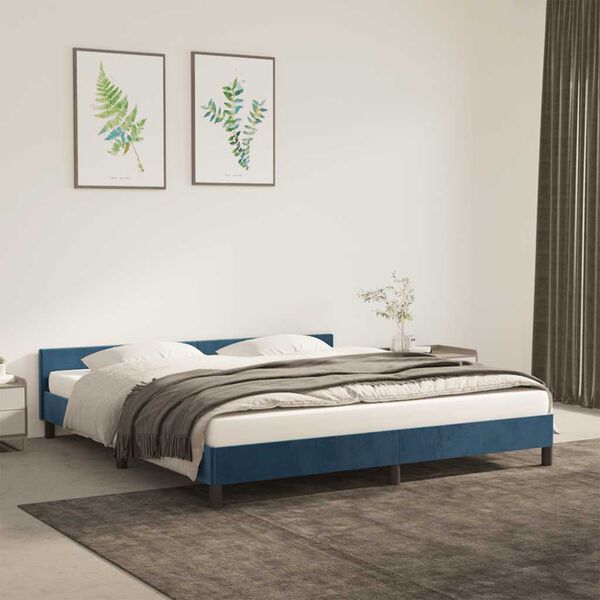 vidaXL Bedframe zonder matras 180x200 cm fluweel donkerblauw