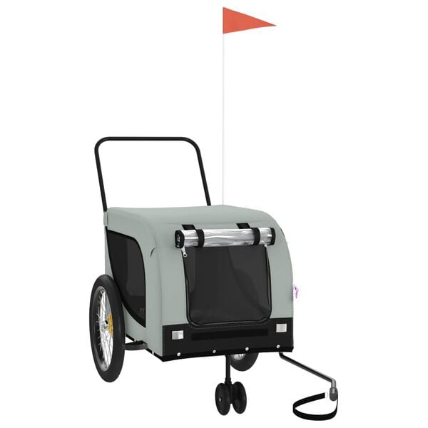 vidaXL Hondenfietstrailer oxford stof en ijzer grijs en zwart