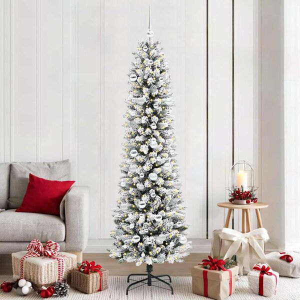 vidaXL Kunstkerstboom met 300 LED Wit 210 cm PVC en Metaal en Plastic