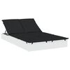 vidaXL Ligbed met kussens 2-persoons poly rattan wit