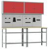 vidaXL Werkbankset met plank 8 pcs Rood en Grijs Gepoedercoat staal