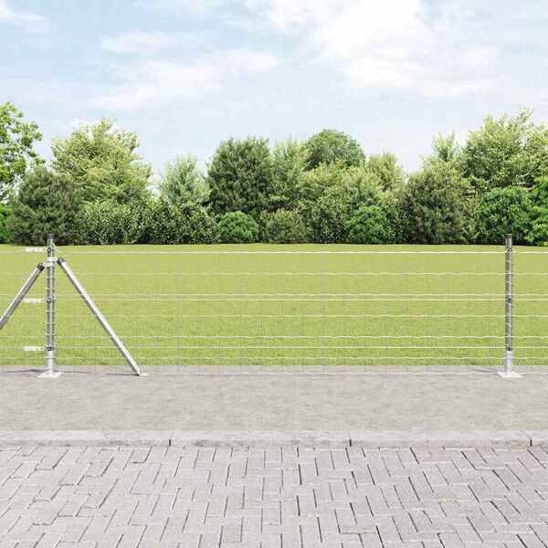 vidaXL Hek met Paal Zilver 0,4 x 25 m Staal