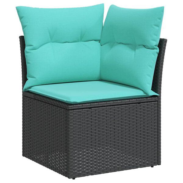vidaXL 7-delige Loungeset met kussens poly rattan zwart