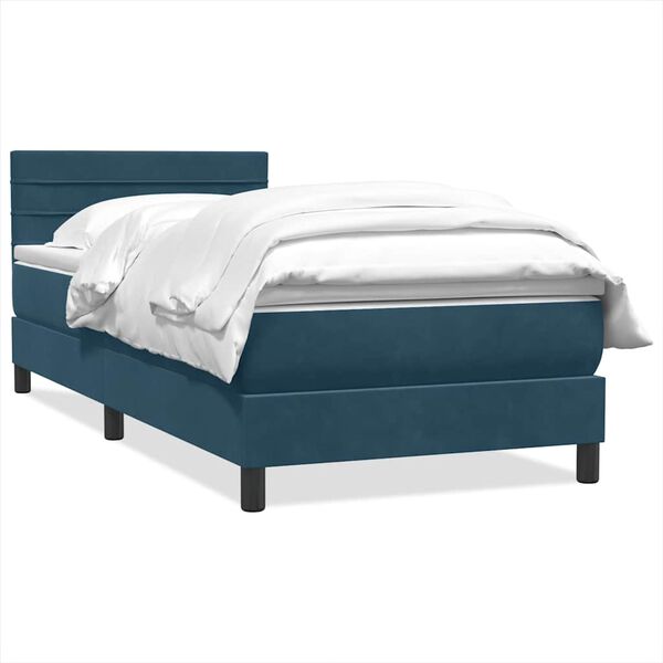 vidaXL Boxspring met matras fluweel donkerblauw 90x210 cm