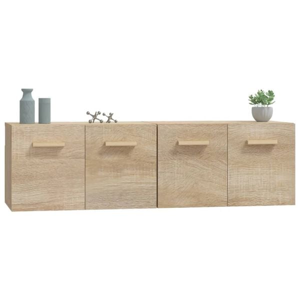 vidaXL Wandkasten 2 st 60x36,5x35 cm bewerkt hout sonoma eikenkleurig