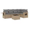 vidaXL 6-delige Loungeset met kussens poly rattan beige