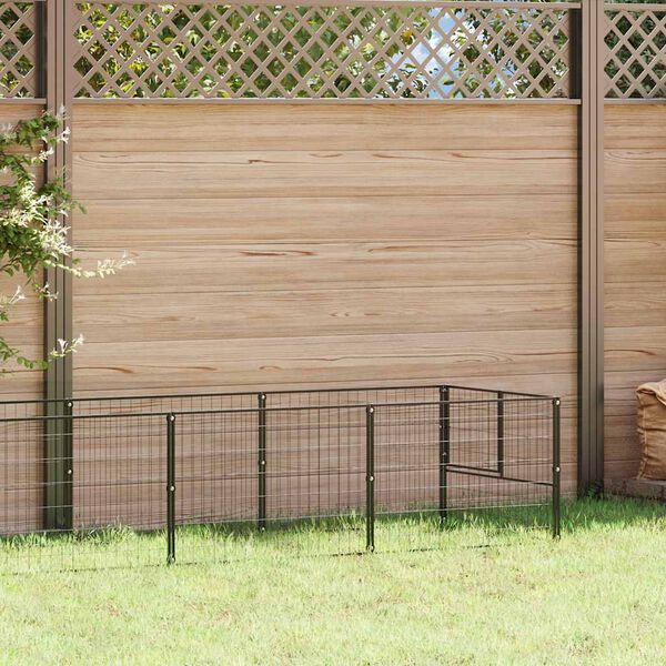vidaXL Hondenkennel 8 m&sup2; staal zwart