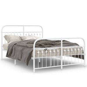 vidaXL Bedframe met hoofd- en voeteneinde metaal wit 140x200 cm