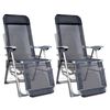 vidaXL Opklapbare stoelen, 2 stuks, aluminium en textiel grijs
