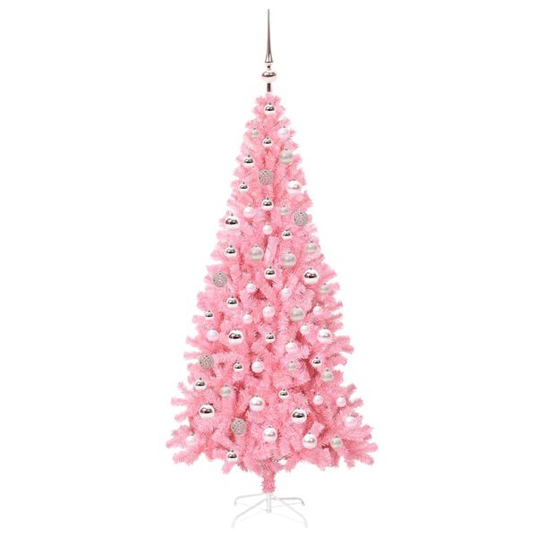 vidaXL Kerstboom met 300 LED met standaard Roze 180 cm PVC