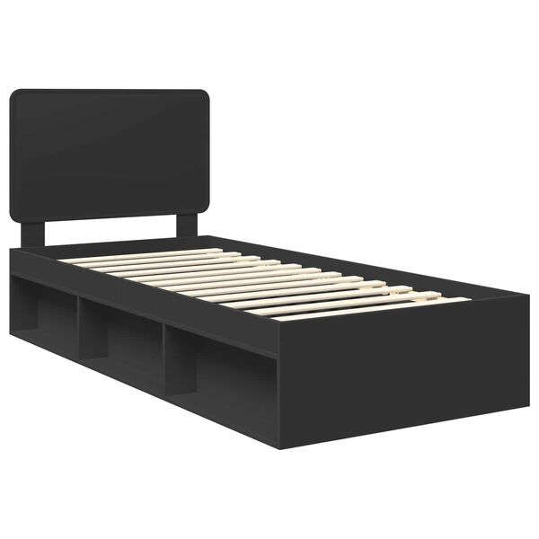 vidaXL Bedframe met hoofdeinde Zwart 100 x 200 cm Massief grenenhout
