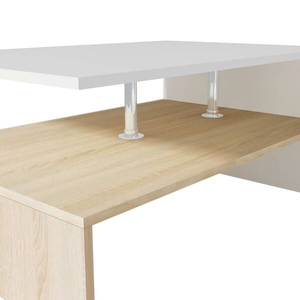 vidaXL Salontafel 90x59x42 cm bewerkt hout eikenkleurig en wit