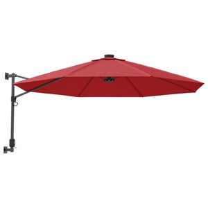 vidaXL Wandparasol met LEDs 290 cm felrood