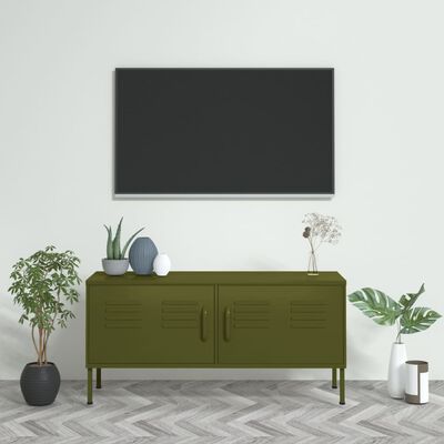 vidaXL Tv-meubel 105x35x50 cm staal olijfgroen