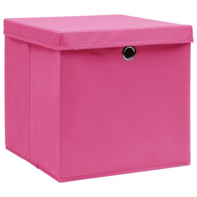 vidaXL Opbergboxen met deksel 4 st 28x28x28 cm roze