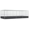 vidaXL Voli&egrave;re met verlengstuk 725x307x212 m staal zilverkleurig