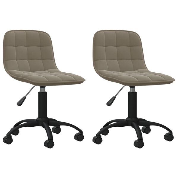 vidaXL Eetkamerstoelen draaibaar 2 st fluweel lichtgrijs