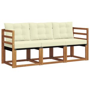 vidaXL Buiten bankenset met kussen 3 pcs Natuurlijk en Cr&egrave;me