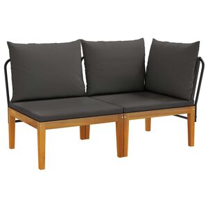 vidaXL 2 st Tuin Loungeset met Kussens Massief acaciahout & touw
