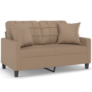 vidaXL Tweezitsbank met sierkussens 120 cm kunstleer cappuccinokleurig