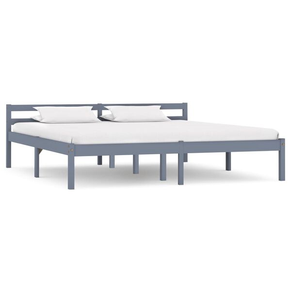vidaXL Bedframe met 4 lades massief grenenhout grijs 180x200 cm