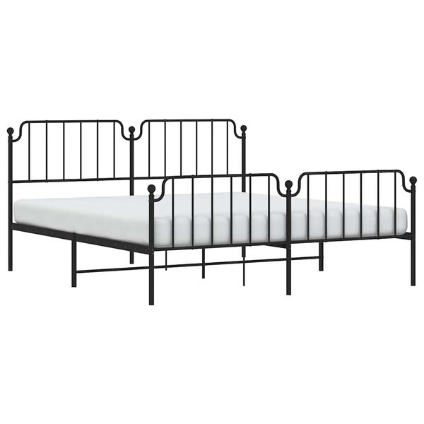 vidaXL Bedframe met hoofd- en voeteneinde metaal zwart 183x213 cm
