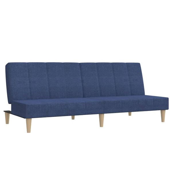 vidaXL Slaapbank 2-zits met hocker stof blauw