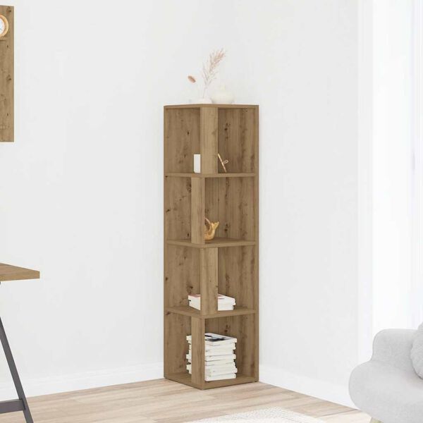 vidaXL Hoekkast 33x33x132 cm bewerkt hout artisanaal eikenkleur