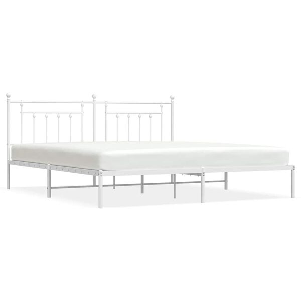 vidaXL Bedframe met hoofdbord metaal wit 193x203 cm