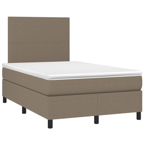 vidaXL Boxspring met matras en LED stof taupe 120x200 cm