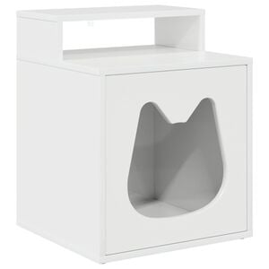 vidaXL Kattenhuis Glanzend Wit 42,5 x 40 x 53,5 cm Bewerkt hout
