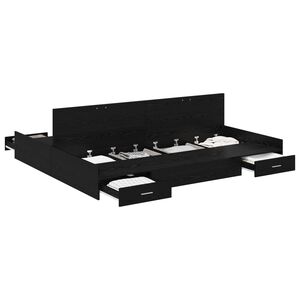 vidaXL Opbergbedframe met lade Zwart Eiken 180 x 200 cm Bewerkt hout