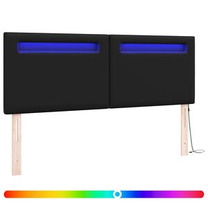 vidaXL LED Hoofdbord Zwart 144 cm Nep Leer