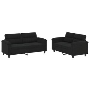 vidaXL 2-delige Loungeset met kussens microvezelstof zwart