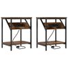 vidaXL Nachtkastje 2 pcs Gerookt eiken 38 x 30 x 48 cm Bewerkt hout