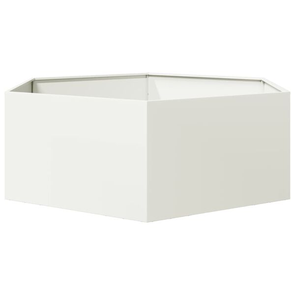 vidaXL Plantenbak zeshoek 138x120x45 cm staal wit