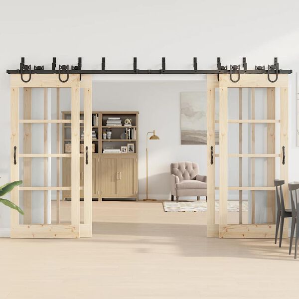 vidaXL Doos met onderdelen voor schuifdeur 366 cm staal zwart