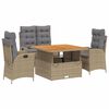 vidaXL 4-delige Tuinset met kussens poly rattan beige