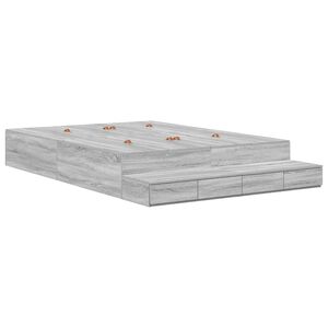 vidaXL Opbergbedframe met lade Grijs Sonoma 140 cm Bewerkt hout