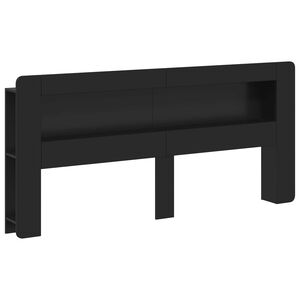 vidaXL Hoofdbordkast met opslag Zwart Geconstrueerd hout