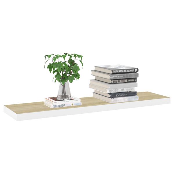 vidaXL Wandschappen zwevend 4 st 90x23,5x3,8 cm MDF eikenkleurig wit