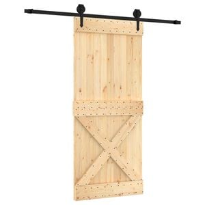 vidaXL Schuifdeur Naturel en Zwart 90 x 210 cm Massief Grenenhout