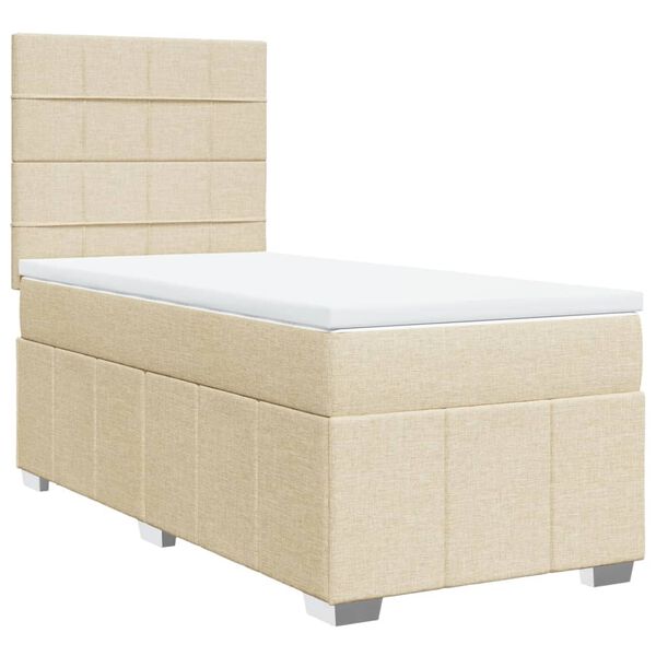 vidaXL Boxspring met matras stof cr&egrave;mekleurig 80x200 cm