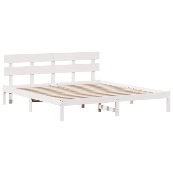 vidaXL Bedframe met hoofdeinde Wit 200 x 200 cm Massief grenenhout